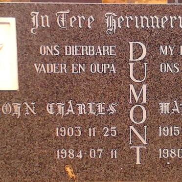 DUMONT John Charles 1903-1984 &amp; Maria 1915-1980