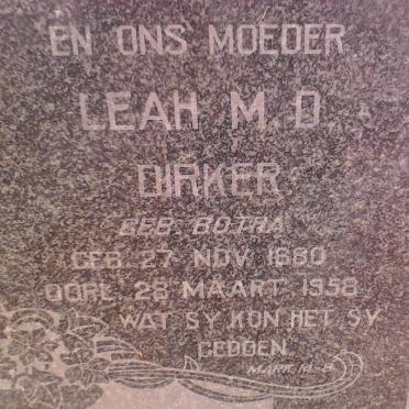 DIRKER Leah M.D. nee BOTHA 1880-1958