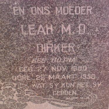 DIRKER Leah M.D. nee BOTHA 1880-1958