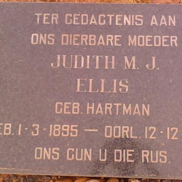 ELLIS Judith M.J. nee HARTMAN 1895-1985