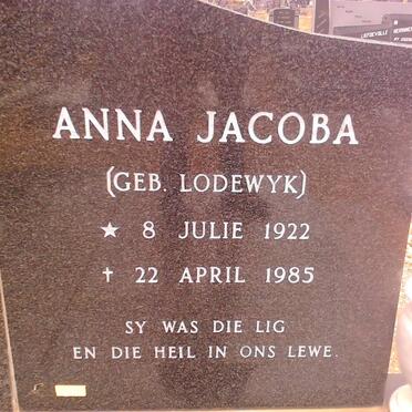 EATON Anna Jacoba, LOFTIE nee LODEWYK 1922-1985