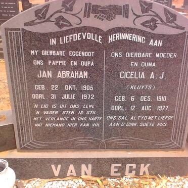 ECK Jan Abraham, van 1906-1972 &amp; Cicelia A.J. KLUYTS 1910-1977