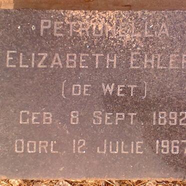 EHLERS Petronella Elizabeth nee DE WET 1892-1967