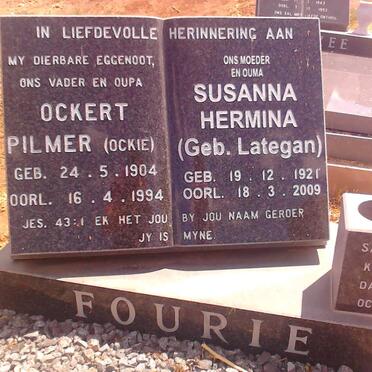 FOURIE Ockert Pilmer 1904-1994 &amp; Susanna Hermina LATEGAN 1921-2009