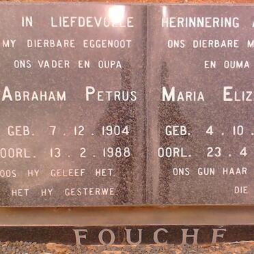 FOUCHE Abraham Petrus 1904-1988 &amp; Maria Elizabeth 1914-1998