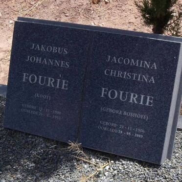 FOURIE Jakobus Johannes 1900-1993 &amp; Jacomina Christina BOSHOFF 1906-2003