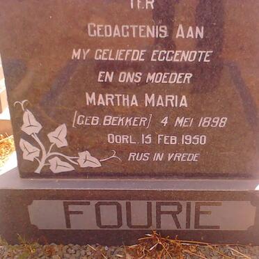 FOURIE Martha Maria nee BEKKER 1898-1950