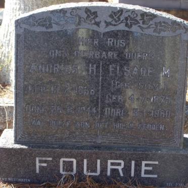 FOURIE Andries H. 1866-1944 &amp; Elsebe M. STEYN 1875-1960