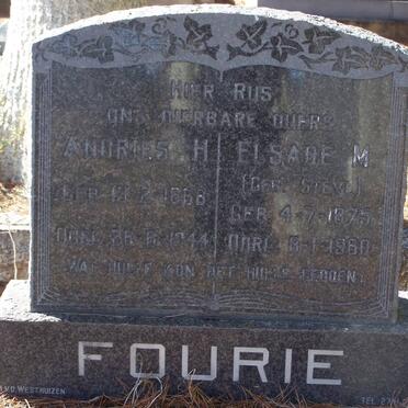 FOURIE Andries H. 1866-1944 &amp; Elsebe M. STEYN 1875-1960
