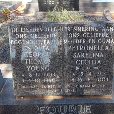 FOURIE George Thomas Young 1903-1990 &amp; Petronella Sarelina Cecilia FOURIE 1913-2003