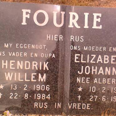 FOURIE Hendrik Willem 1906-1984 &amp; Elizabeth Johanna ALBERTS 1912-1993