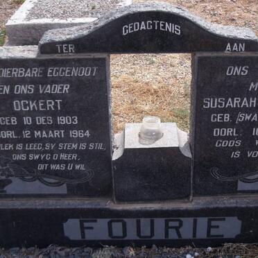 FOURIE Ockert 1903-1964 &amp; Susarah J. Maritz SWART 1906-1982