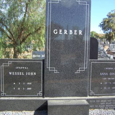GERBER Wessel John 1919-2005 &amp; Anna Dinah VAN WYK 1913-1973