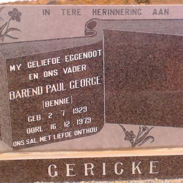 GERICKE Barend Pual George  1929-1979