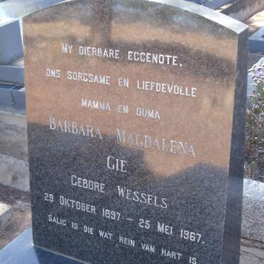 GIE Barbara Magdalena nee WESSELS 1897-1967