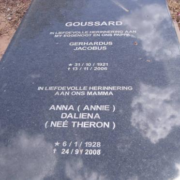 GOUSSARD Gerhardus Jacobus 1921-2006 &amp; Anna Daliena THERON 1928-2008