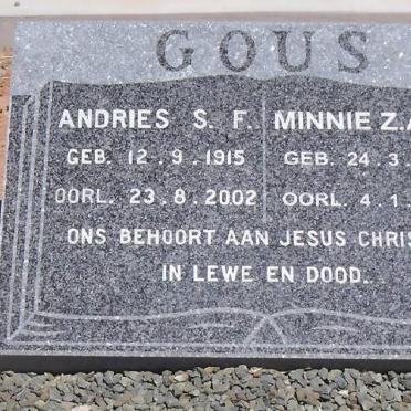 GOUS Andries S.F. 1915-2002 &amp; Minnie Z.A.W. 1922-2004