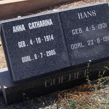 GOEBEL Hans 1901-1988 &amp; Anna Catharina 1914-2005