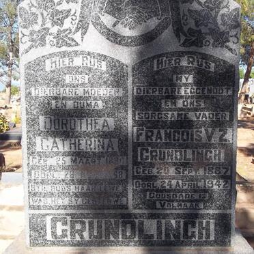 GRUNDLINGH Francois V.Z. 1887-1942 &amp; Dorothea Catherina 1890-1968