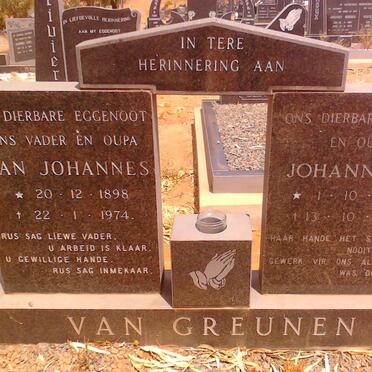 GREUNEN Jan Johannes, van 1898-1974 &amp; Johanna H. 1905-1986