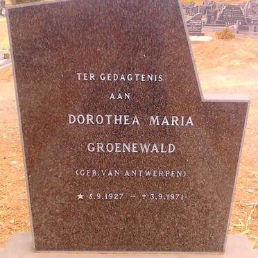 GROENEWALD Dorothea Maria nee VAN ANTWERPEN 1927-1971