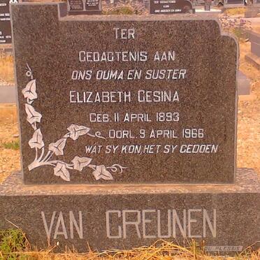 GREUNEN Elizabeth Gesina, van 1893-1966