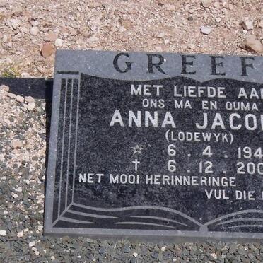 GREEFF Anna Jacoba nee LODEWYK 1946-2003