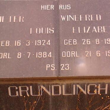 GRUNDLINGH Pieter Louis 1924-1984 &amp; Winefred Elizabeth 1912-1979