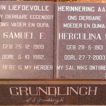 GRUNDLINGH Samuel F. 1909-1982 &amp; Herculina S. 1913-2003