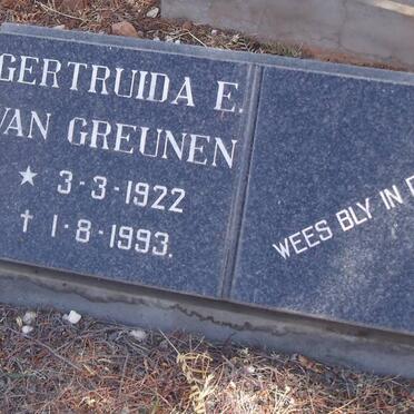 GREUNEN Gertruida E., van 1922-1993