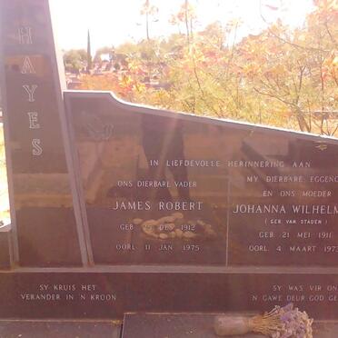 HAYES James Robert 1912-1975 &amp; Johanna Wilhelmina VAN STADEN 1911-1973