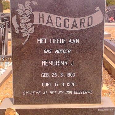 HAGGARD Hendrina J. 1903-1978
