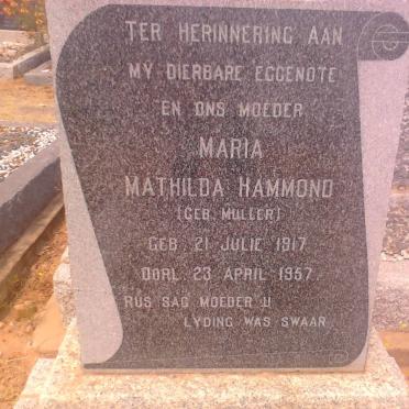 HAMMOND Maria Mathilda nee MULLER 1917-1957
