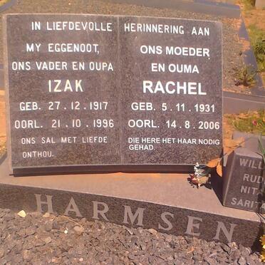 HARMSEN Izak 1917-1996 &amp; Rachel 1931-2006