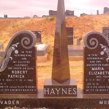 HAYNES Robert Patrick 1923-1982 &amp; Maria Elizabeth KOEN 1921-1998