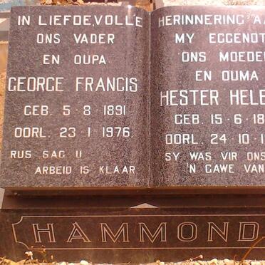 HAMMOND George Francis 1891-1976 &amp; Hester Helena 1894-1973