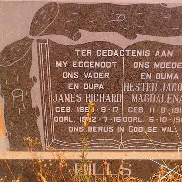 HILLS James Richard 189?-1982 &amp; Hester Jacoba Magdalena 1913-1989