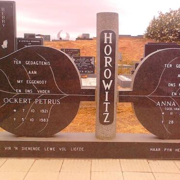 HOROWITZ Ockert Petrus 1921-1983 &amp; Anna M.S.C. VAN TONDER 1937-1997