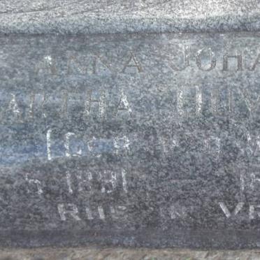 HUVENAM Anna Johanna Martha nee V.D. WALT 1881-1970