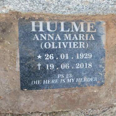 HULME Anna Maria nee OLIVIER 1929-2018