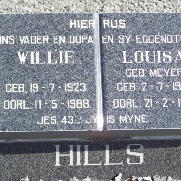 HILLS Willie 1923-1988 &amp; Louisa MEYER 1927-1986