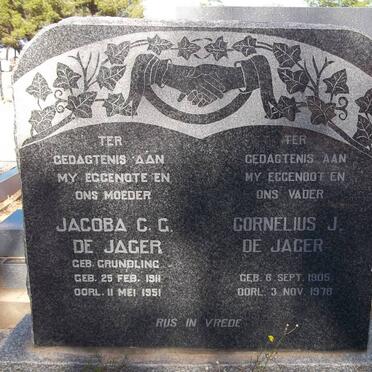 JAGER Cornelius J.J., de 1905-1978 &amp; Jacoba C.G. GRUNDLINGH 1911-1951
