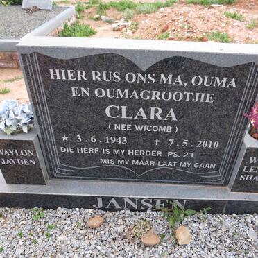 JANSEN Clara nee WICOMB 1943-2010