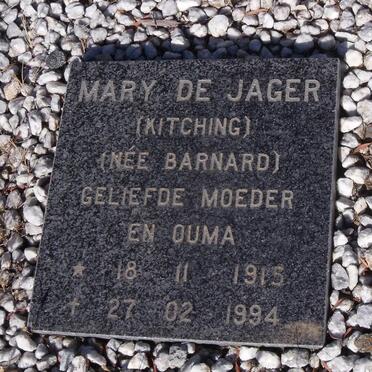 JAGER Mary, de formerly KITCHING nee BARNARD 1915-1994