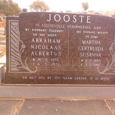 JOOSTE Abraham Nicolaas Albertus 1885-1974 &amp; Maria Gertruida Susanna 1889-1982