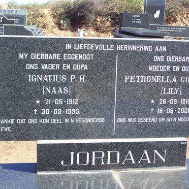 JORDAAN Ignatius P.H. 1912-1995 &amp; Petronella Cornelia 1916-2001