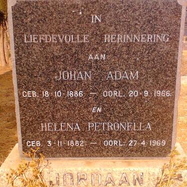 JORDAAN Johan Adam 1886-1966 &amp; Helena Petronella 1882-1969