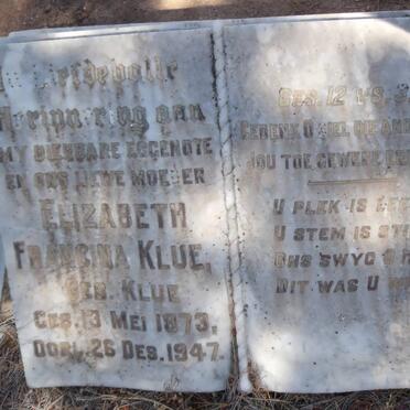 KLUE Elizabeth Fransina nee KLUE 1873-1947