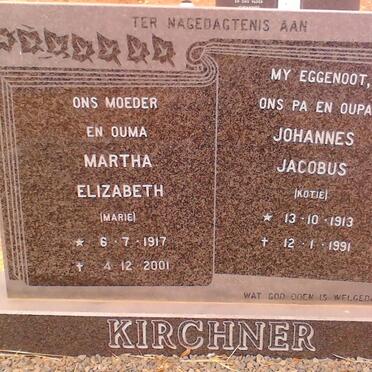 KIRCHNER Johannes Jacobus 1913-1991 &amp; Martha Elizabeth 1917-2001