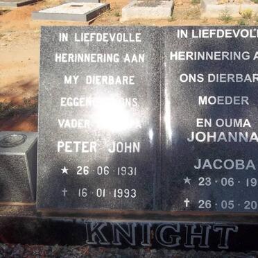 KNIGHT Peter John 1931-1993 &amp; Johanna Jacoba 1934-2007
